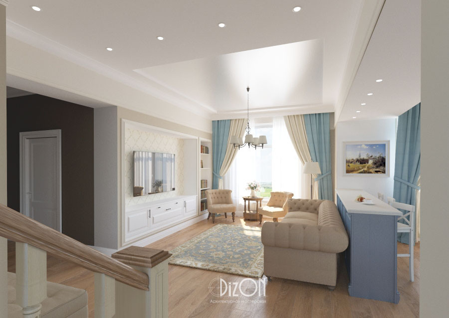 Кухня-гостиная в стиле прованс