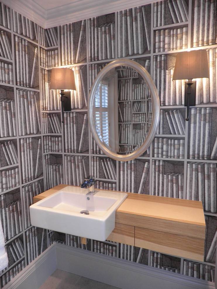Contemporary powder room in Manchester.