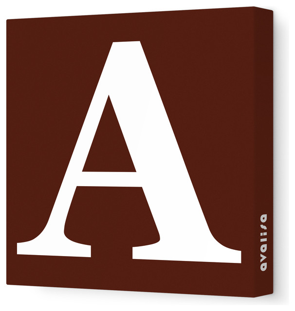 Letter, Upper Case "A" Stretched Wall Art, Brown, 28" X 28"