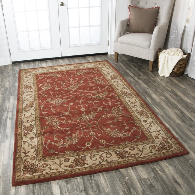 Rizzy Home Craft Cf0816 Red Border Area Rug Rectangular 6 X9