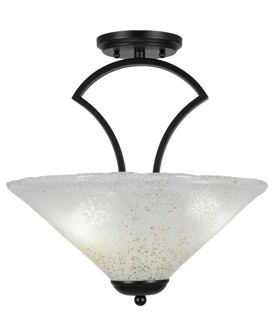 Matte Black Finish with Chocolate Icing Glass Toltec Lighting 121-MB-718 Two Light Semi-Flush Mount