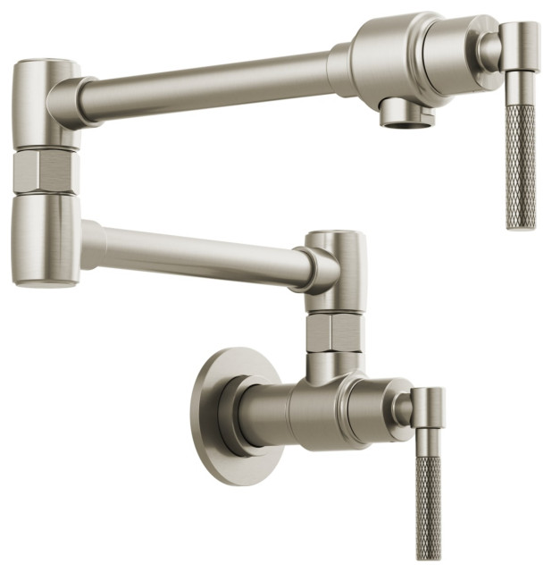 Litze 4 GPM Wall Mounted Double Handle Pot Filler, Knurled Handles