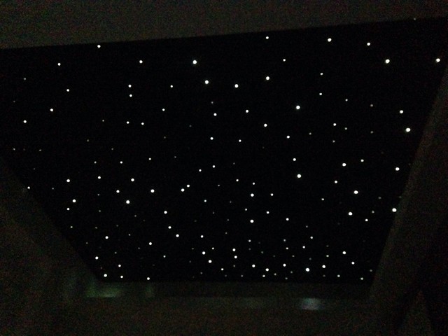 Fibre optic starlight ceiling in small movie room Modern Other