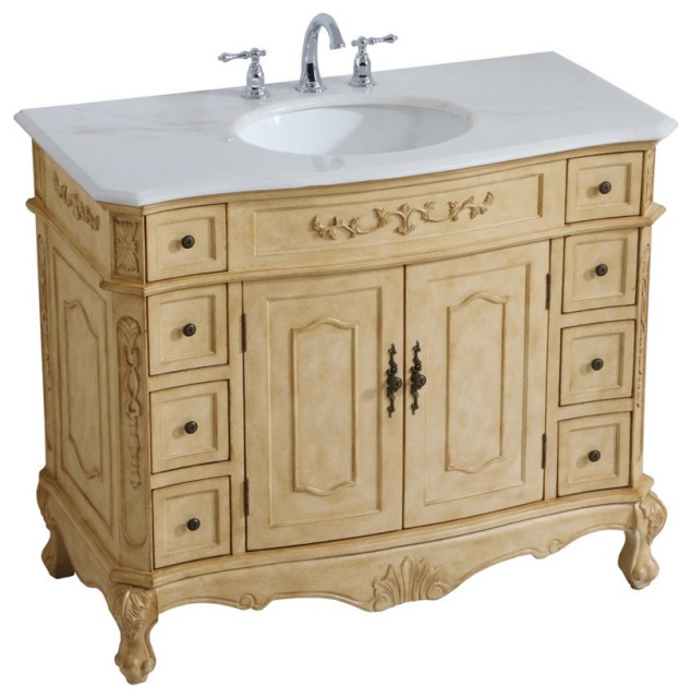 Elegant Decor Danville 42" Single Marble Top Bathroom Vanity in Light