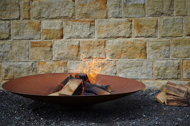 Corten Steel Fire Pit Bowl Rustic Landscape Kent By The