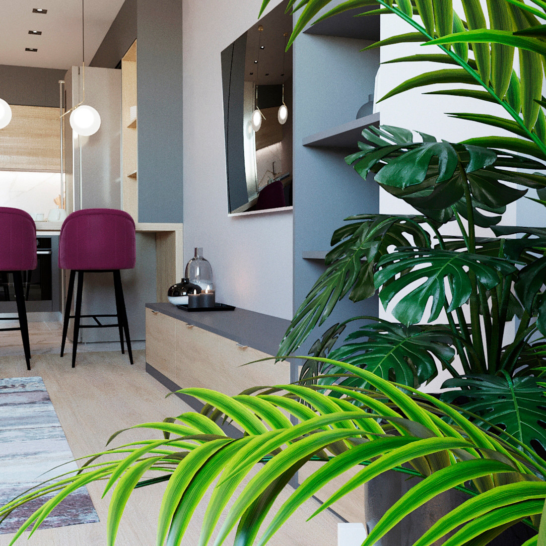 Кухня, гостиная в современном стиле