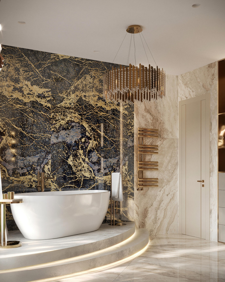 Роскошный дизайн квартиры в стиле современная классика в ЖК "Квартал Лахта парк"