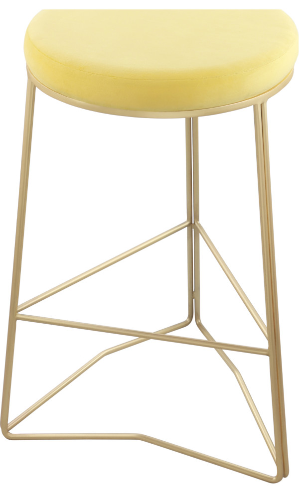 Tres Velvet Stool With Rich Brushed Gold Base, Counter Height