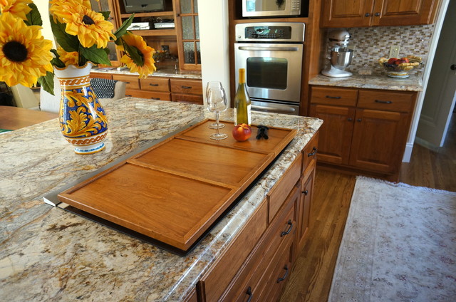 Custom Cherry Cooktop Cover Traditional Kitchen Minneapolis