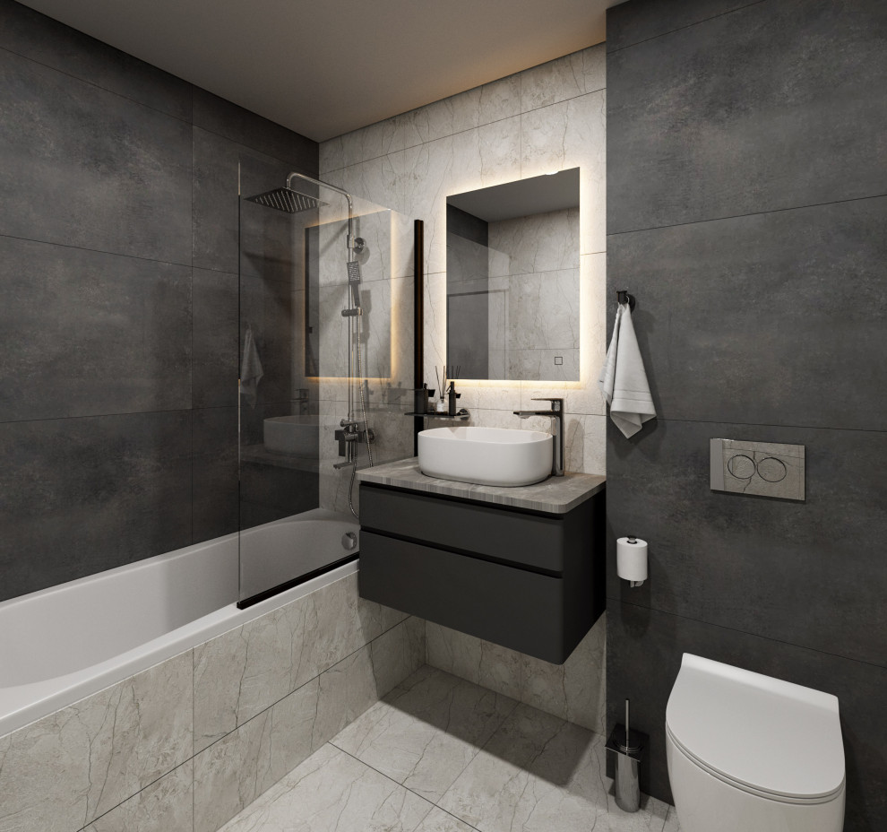 Дизайн "Брутальный серый с добавлением дерева"