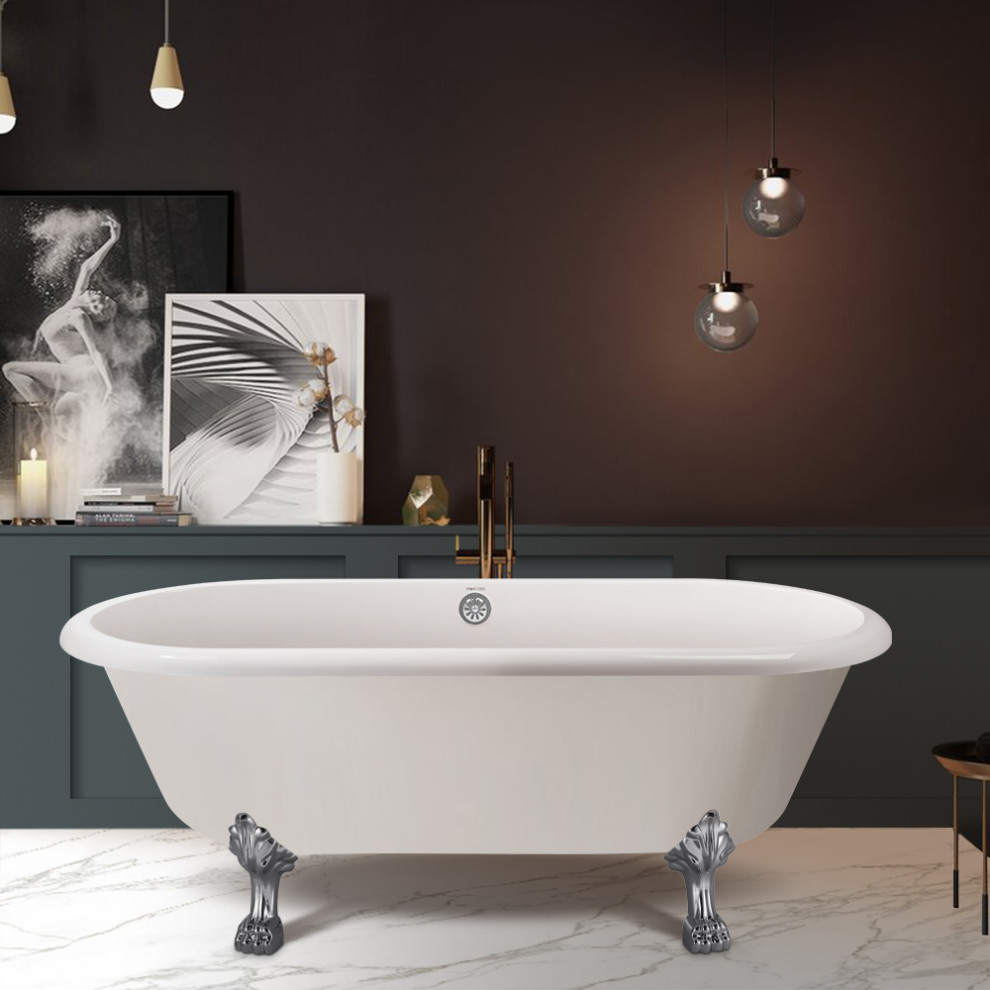 Mokleba 66.3 in Freestanding Soaking Tub Traditional Bathtubs by