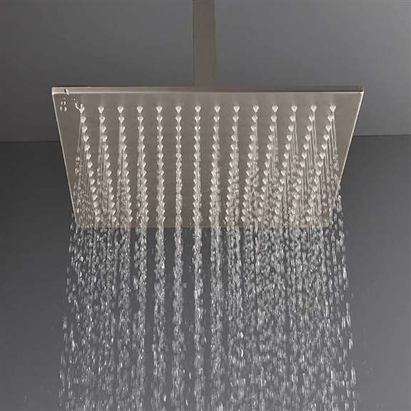 FontanaShowers Brushed Nickel Ceiling Mount Rainfall Shower Set ...