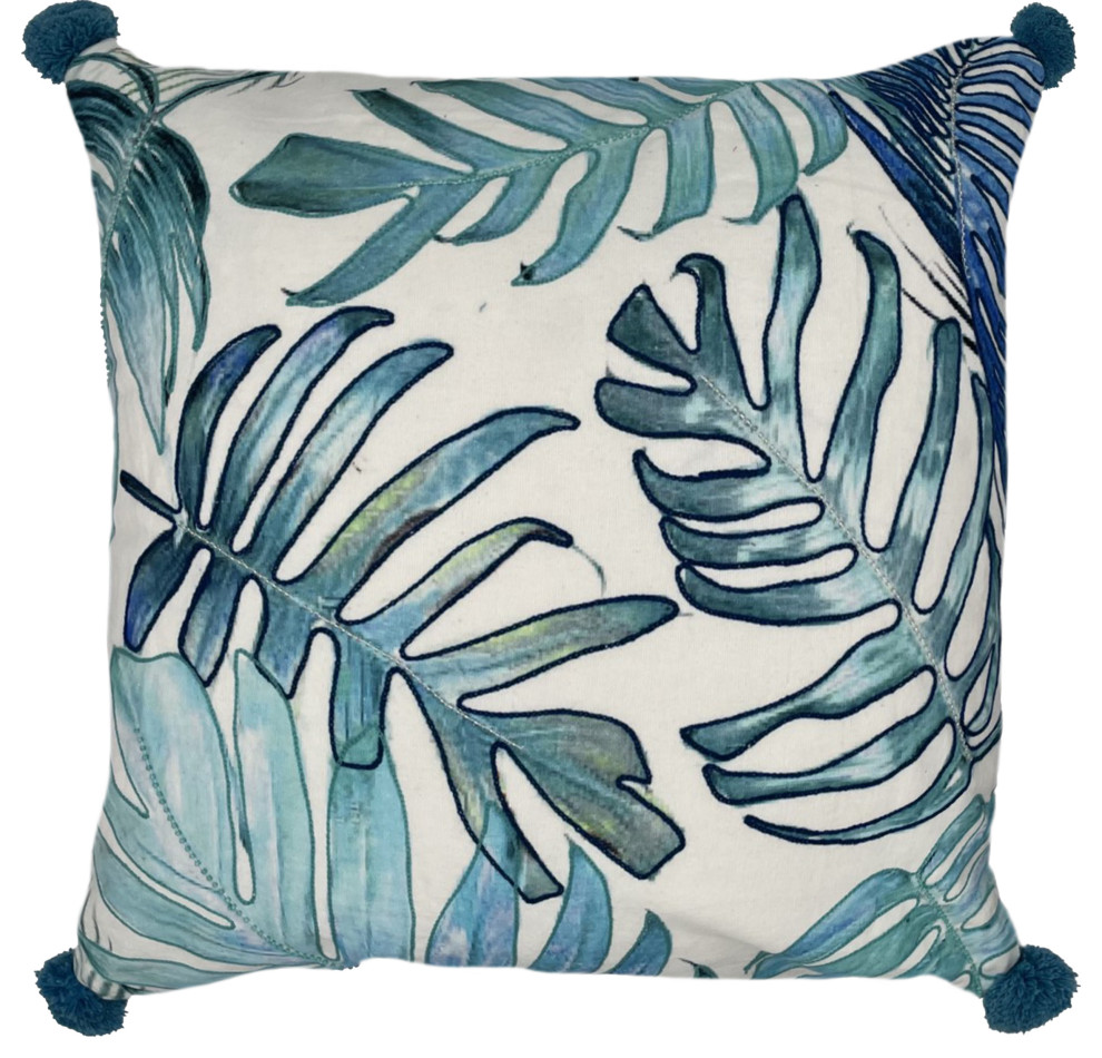 Lion and Floral Co Blue Classy Elegant Lion and Floral Pattern Throw Pillow Multicolor 16x16 