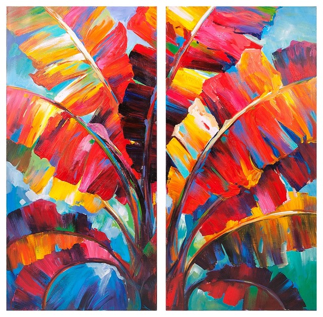 Pop Art Banana Leaf Tropicali Oil Painting