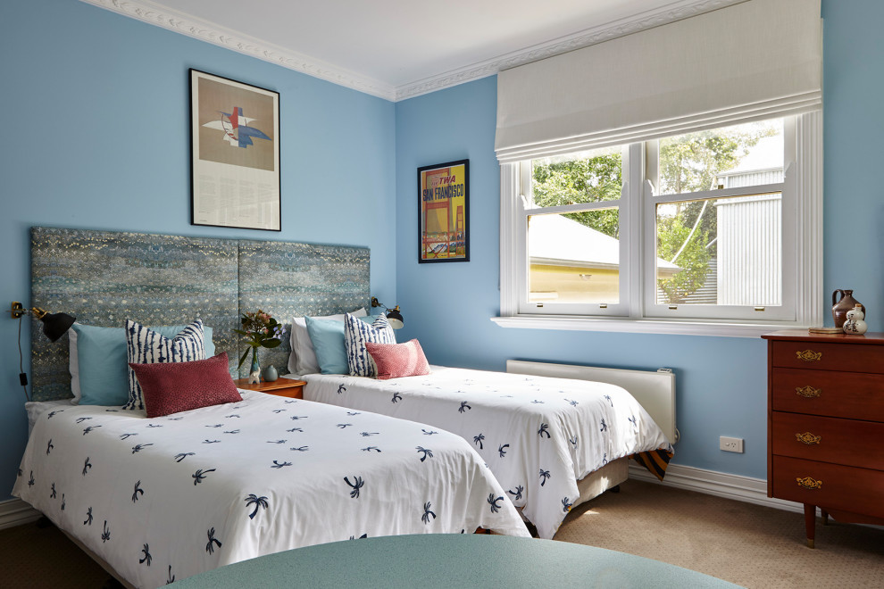 Example of a transitional bedroom design in Other