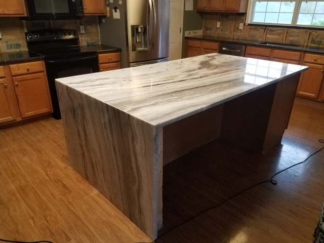Fantasy Brown Waterfall Kitchen Island - Kitchen - Other - by Paradise ...