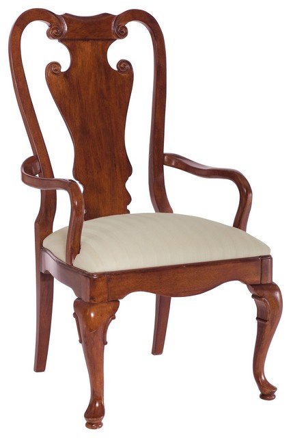 American Drew Cherry Grove Queen Anne Splat Back Arm Chair Set Of 2