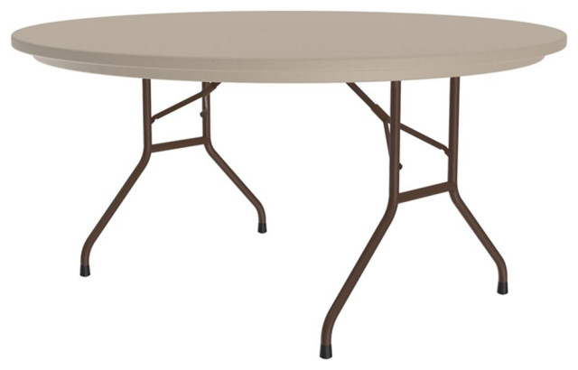Correll R Series 29x60" Traditional Metal Folding Table in Brown/Mocha Granite