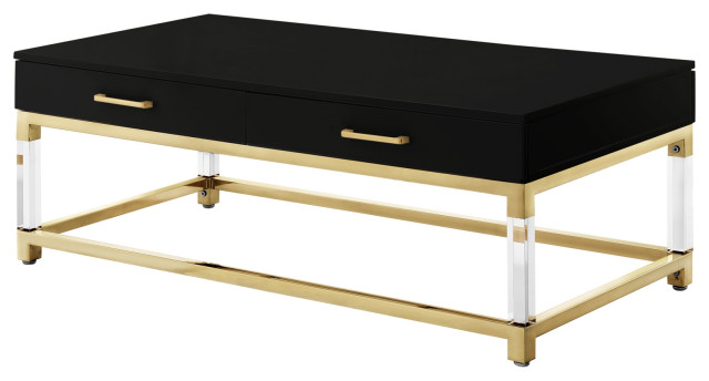 Dario High Gloss Coffee Table With Acrylic Legs and Metal ...