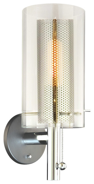 Zylinder Sconce With Black and Chrome Finish and Clear Shade