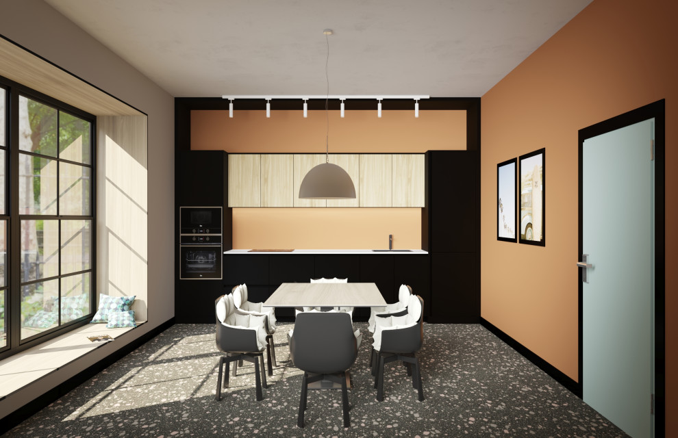 кухня гостиная терракотовая