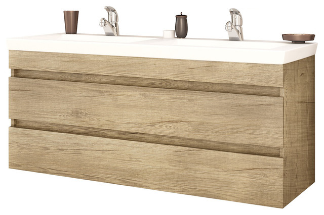 DP Wall Bath Vanity Cabinet Set 47.2" Double Sink With Laminated PL Wood Finish