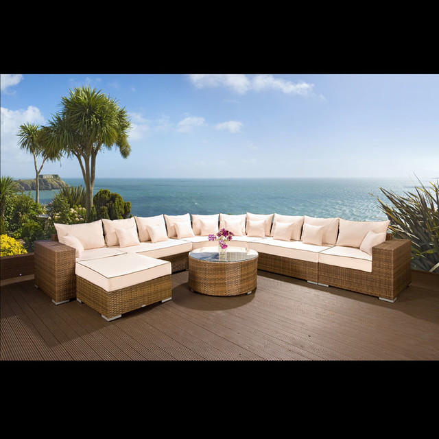 Massive Luxury Outdoor Garden 10 Seater Corner Sofa Modern