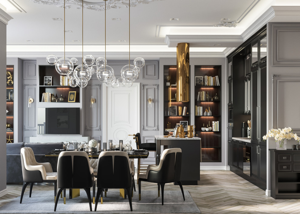 Дизайн проект элитной квартиры в Москве Grey&Gold