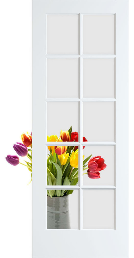 10-Lite Clear Glass French Door, Primed, 24"x80"x1.375"
