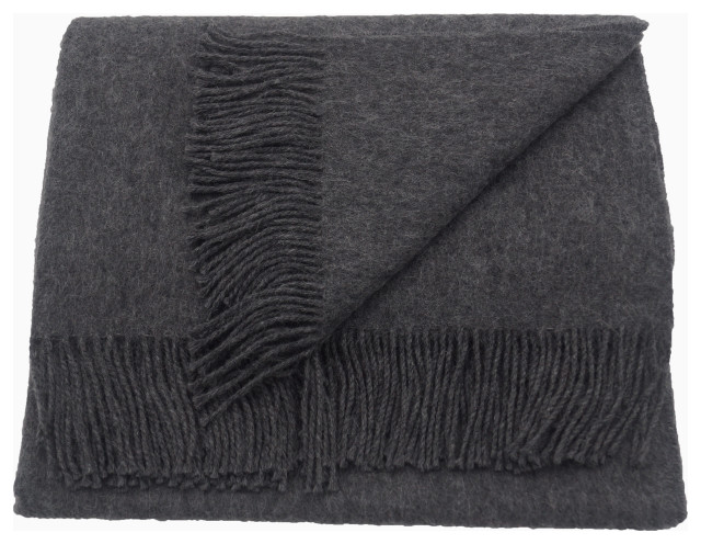 Baby Alpaca and Wool Blend Andes Throw Afghan, Charcoal