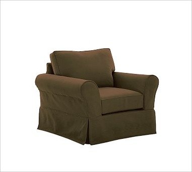 PB Comfort Roll-Arm Slipcovered Armchair, Polyester Wrap Cushions, everydaysuede