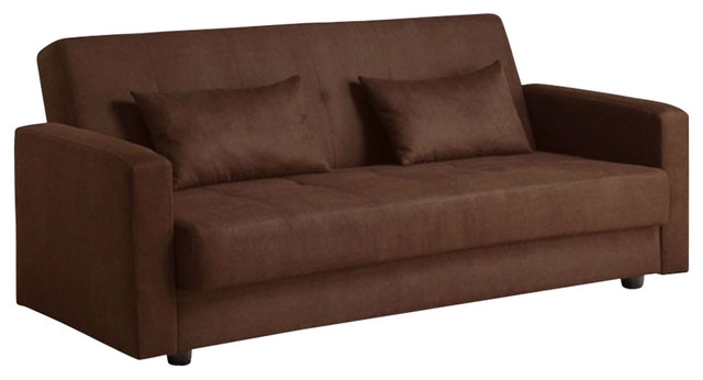 Microfiber Fabric Simplistic Sofa Futon Brown Transitional Microfiber Fabric Simplistic Sofa Futon Brown Transitional Futons By Benzara Woodland Imprts The Urban Port