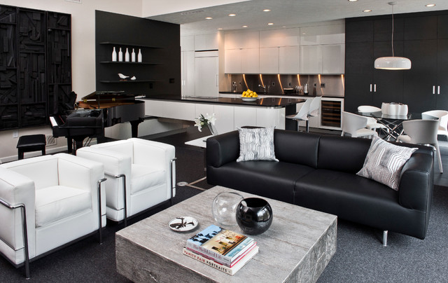 Chic Black  and White  Contemporary  Living  Room  Other 