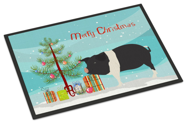 Caroline's TreasuresHampshire Pig Christmas Doormat 18x27 Multicolor