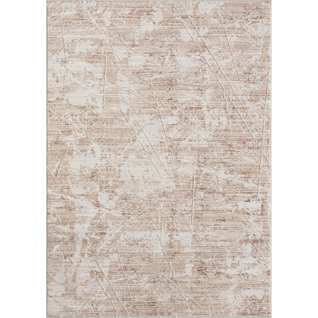 Alistaire Beige/Ivory Abstract Transitional High-Low Area Rug, 9' X 11'10"
