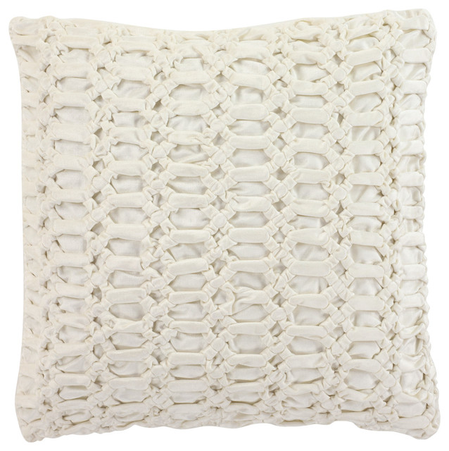 Cream Colored Velvet Trellis Decorative Throw Pillow