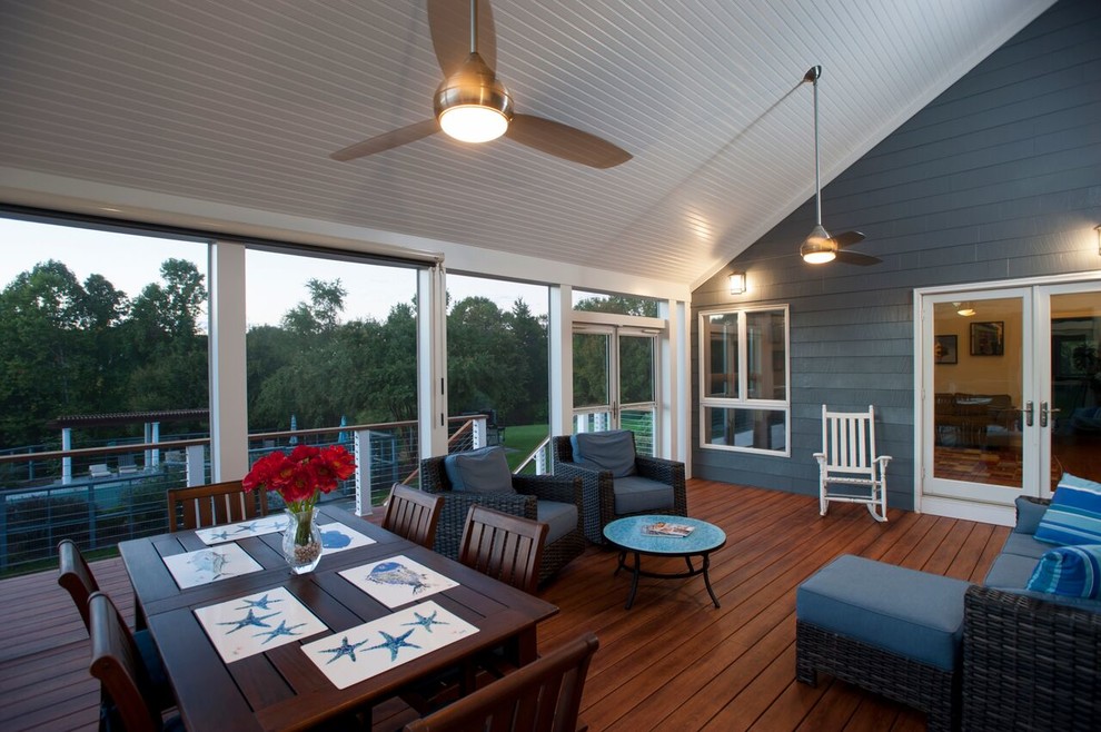 Design Builders Zuri screened porch with stainless cable handrails in ...