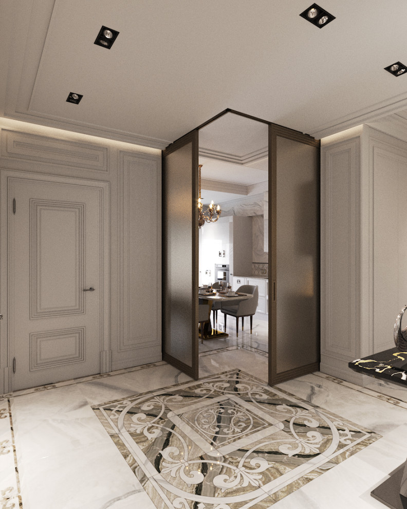 Светлая прихожая в современной классике