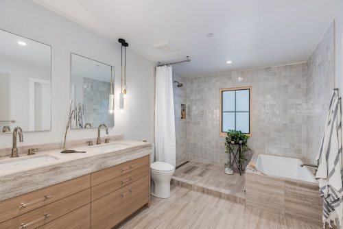 Pull-out shelves and smart storage in bathroom cabinets for seniors