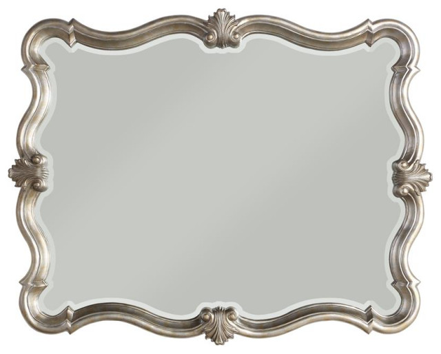 ACME Esteban Horizontal Wall Mirror with Wooden Frame in Antique
