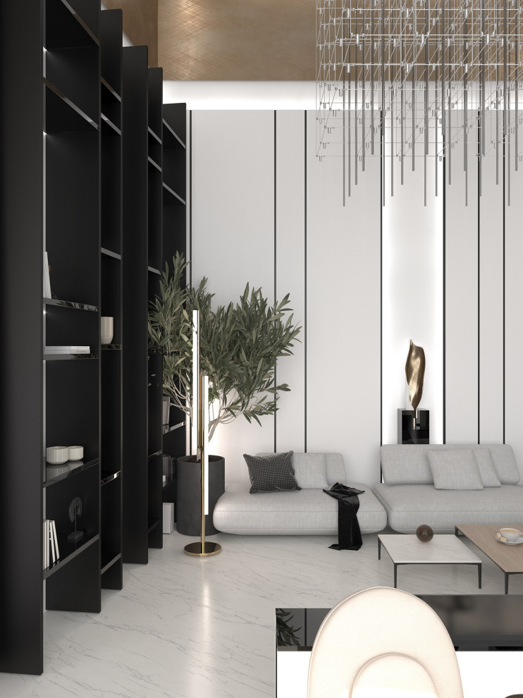 Визуализации интерьера большого дома в современном стиле