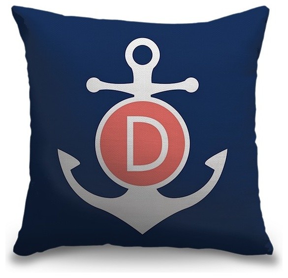 "Letter D - Anchor Circle" Pillow 16"x16"