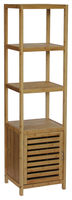 Bamboo Natural Spa 5 Shelf Tower/Cabinet, Natural