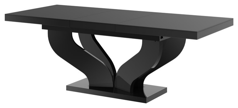 VIVA High Gloss Extendable Dining Table, Black