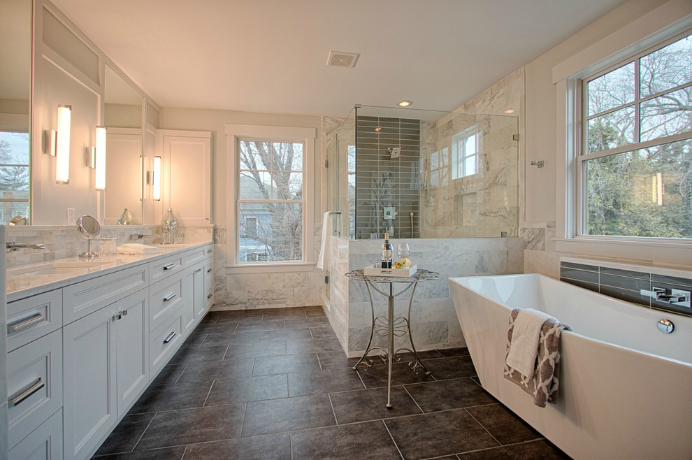 Inspiration for a transitional bathroom in DC Metro.