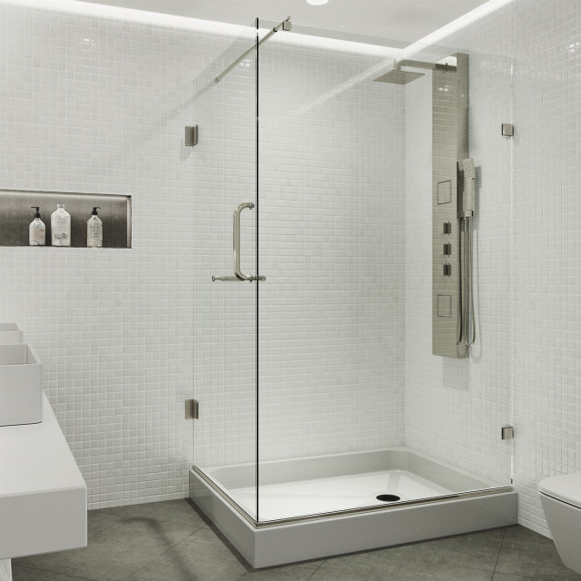 VIGO Pacifica 48"D x 36"W x 79"H Frameless Hinged Shower Enclosure
