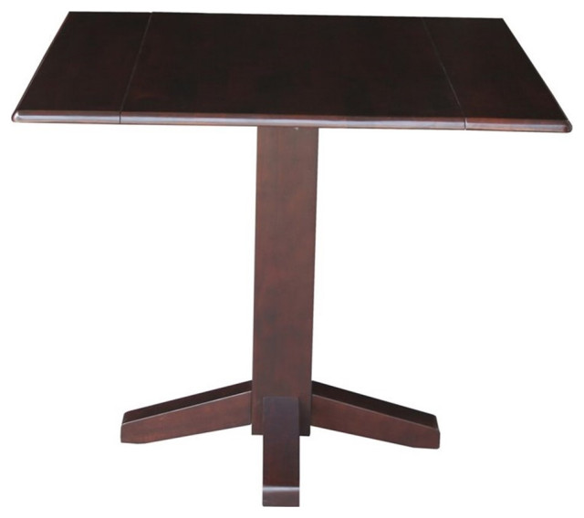 Pemberly Row Traditional Wood 36" Square Dual Drop Leaf Dining Table in Brown