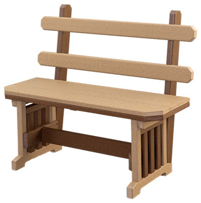 Outdoor Poly Lumber Mission Style 42 Bench With Back Cedar And
