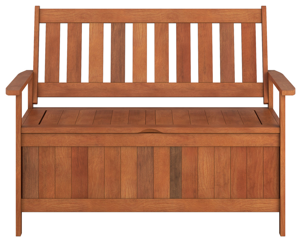 CorLiving Miramar Natural Hard Wood Outdoor Storage Bench
