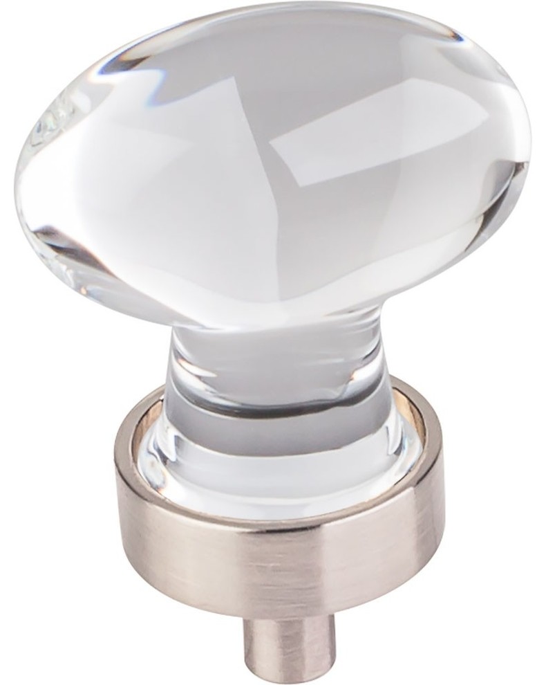 Jeffrey Alexander Harlow 1-1/4" Oval Glass Knob, Satin Nickel